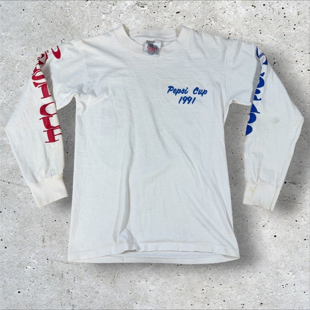 Vtg 1991 CSYSA Pepsi Cup Soccer Long Sleeve Shirt S White USA Oneita Promo 90s